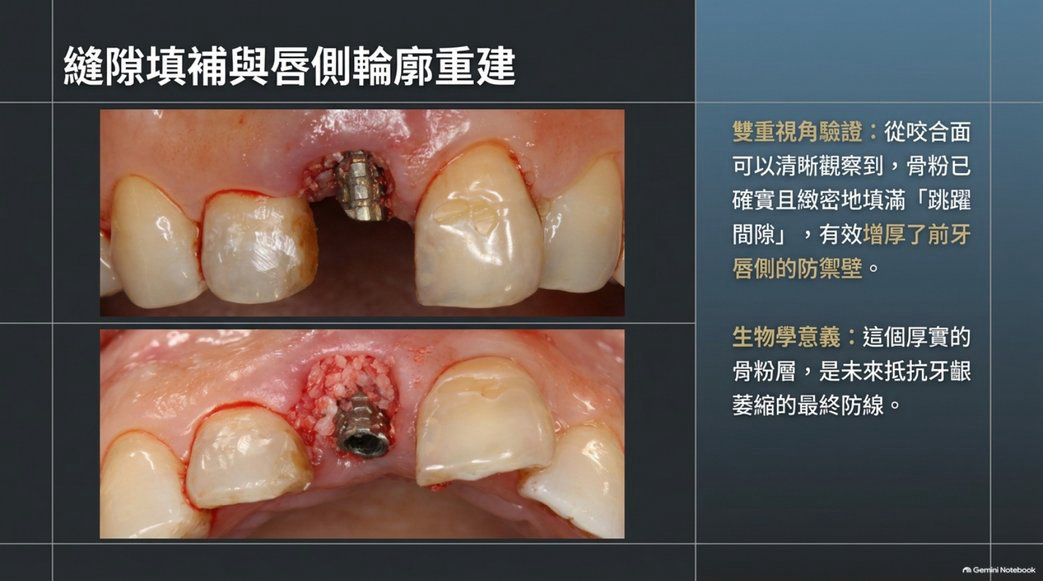 前牙立即植牙跳躍間隙與唇側區域補骨重建