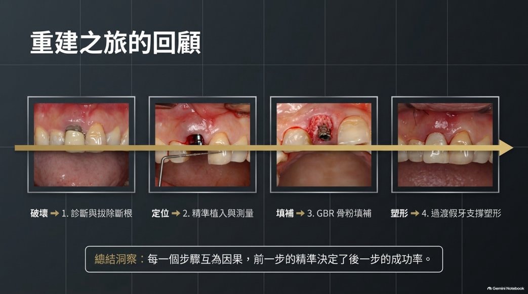 門牙牙根斷裂微創拔牙即拔即植補骨與臨時牙重建案例